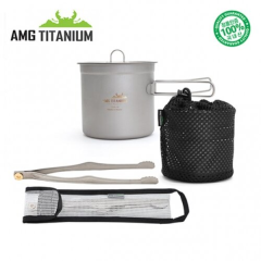 [AMG티타늄] 코펠(1L/케이스포함) 집게(25cm/케이스포함) SET 캠핑 백패킹